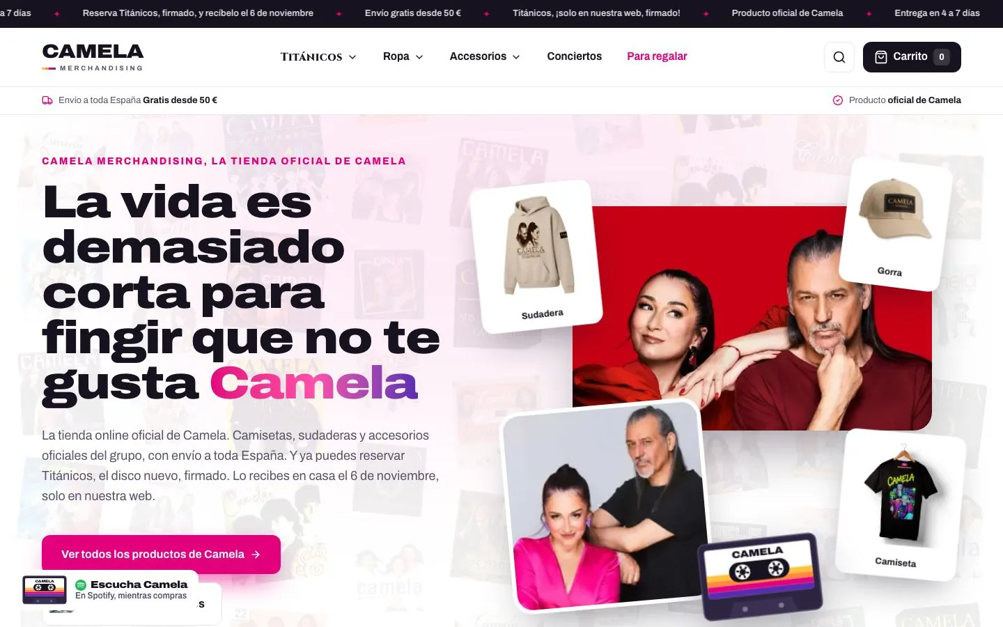 Camela Merchandising en el ordenador
