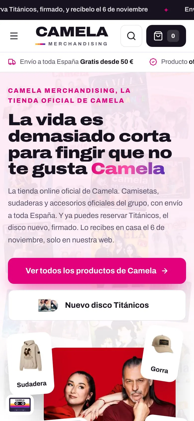 Camela Merchandising en el móvil